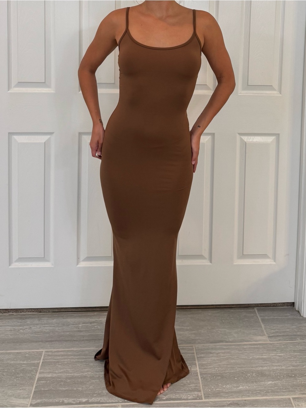 Brown Maxi Slip Dress